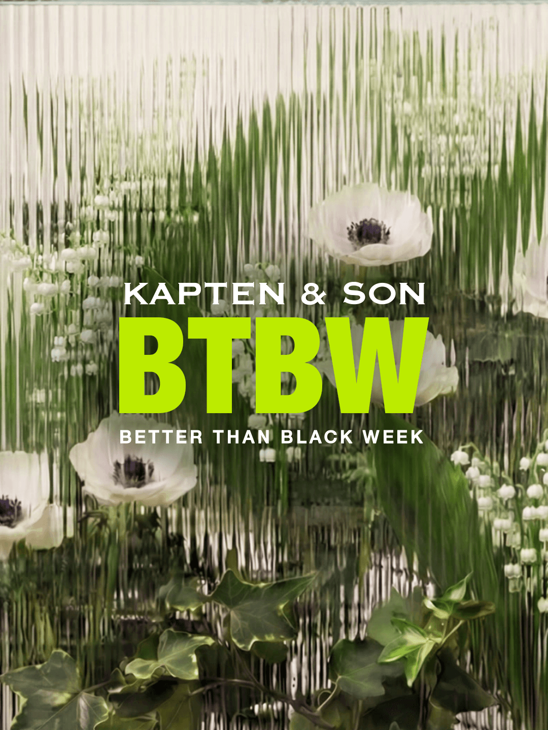 BTBW-Logo auf geripptem Glas mit Blumen dahinter